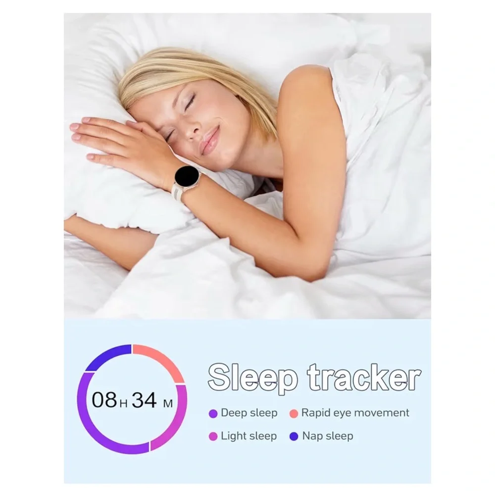 NIB Huakua SmartWatch,Unisex,Calls, Fitness,Health Tracker,Waterproof Ivory/Gold